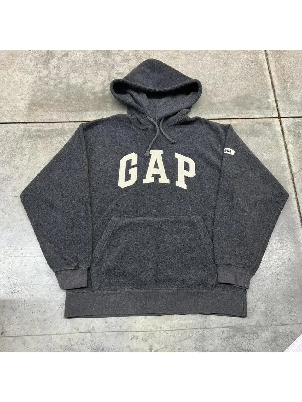 vintage gap fleece spell out dark grey hoodie size xs